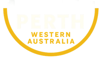 Vector-style graphic showing “Perth, Western Australia” with STB Electrical brand colours on a black background